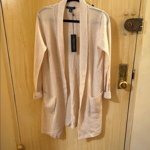 Saks Fifth Avenue Cream Open Front Cardigan